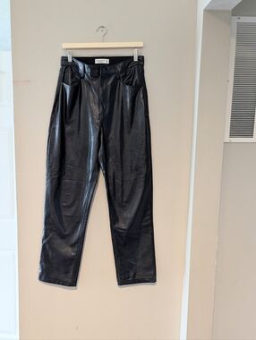 Abercrombie & Fitch Vegan Leather 90's Straight Ultra High Rise Jeans Curve 10